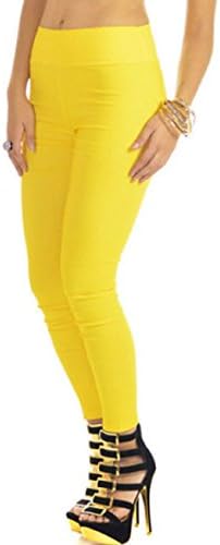 Klusive Fashion Wear Womens Premium Stretch Nylon Seamless Legging, Yellow ,One Size