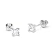 925 Sterling Silver Rhodium Plated 3,4,5mm Princess Cut Cubic Zirconia Screwback Baby Girls Earrings