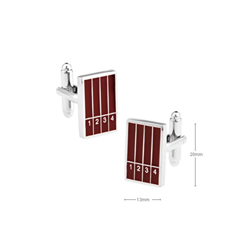 1234 Track And Field Sports Stadium Track Racing Starting Line Of Dark Red Paint Cufflinks