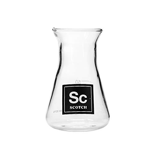 Drink Periodically Set of 6 Laboratory Erlenmeyer Flask Shot Glasses, Clear Glass-2.75oz each