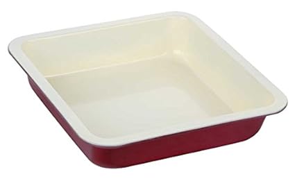 Wonderchef Carbon Steel Square Cake Mould, 1.5 Litres/23cm, White/Maroon