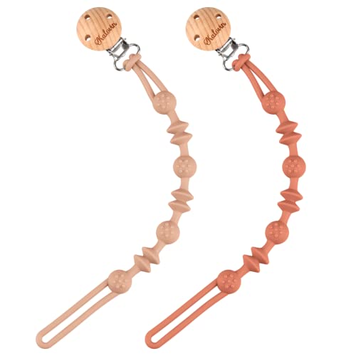 Soft Silicone Teether Pacifier Strap with Clip Baby Teether Toys,2Pack