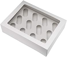 Caja de 12 agujeros para cupcakes con ventana e inserto – 20 unidades: Amazon.es: Hogar