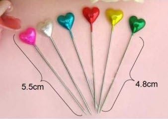 360 Pcs (12 Wheels) Multicolor Pearl Heart Head Straight Pins 5.5 CM For Decorative Dressmaking Sewing Pins Graduations Prom Crafts 6 Color