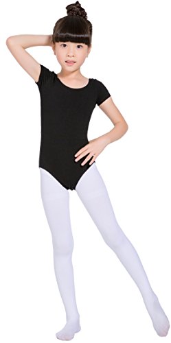 Molldan Girls' Dance Ballet Leotard Short Sleeve Kids Activewear Dress Jumpsuit (10-12Years, Black) - Thumbnail 4