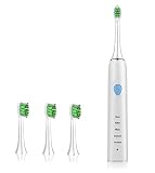Electric Toothbrush, Toothbrushes,Travel Toothbrush, Sonic Rechargeable Electric Toothbrush for Adults, 5 Modes with 2 Min Build in Timer, Dentists recommend, Waterproof, White