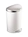 simplehuman 10 Liter / 2.3 Gallon Small Semi-Round Bathroom Step Trash Can, White Steel With Stainless Steel Lid