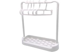 Mini Doll Garment Rack with Clothes Hangers Small Outfit Storage Display White
