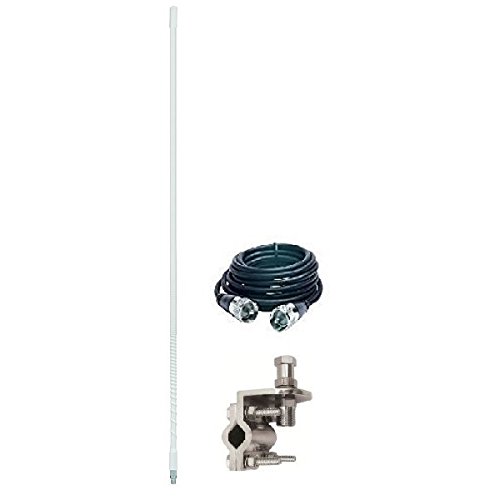 ARIES 10821 SINGLE 4` FOOT 500 WATT CB RADIO ANTENNA KIT W/ MIRROR MOUNT AND COAX (WHITE)