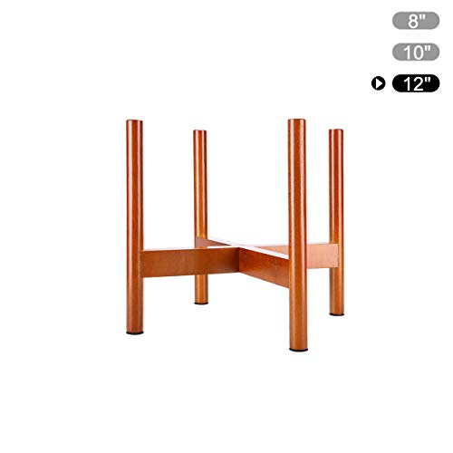 Fopamtri Plant Stand Mid Century Wood Plant Holder for Outdoor Indoor Plants Pot Display, Flower Stand Fits Up to 12 Inch Planter (Plant and Pot NOT Included),Brown