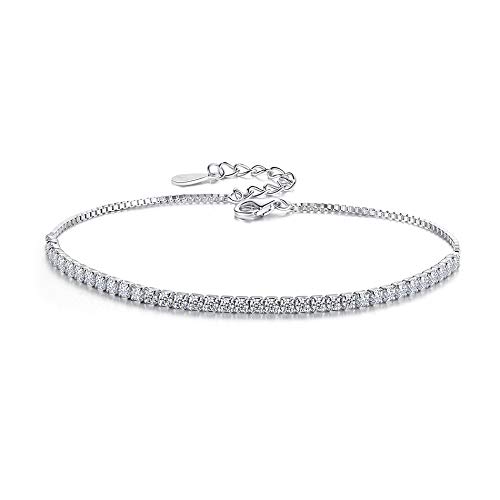 HerHisItsChic 925 Sterling Silver Diamond Bracelet Hand Link for Women Girl Bangle with Jewellery Gift Box (Bracelet)