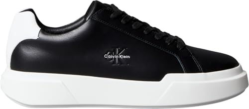 Sneaker con Suela Cupsole Hombre Chunky Laceup de Piel, Negro (Black/Bright White), 41