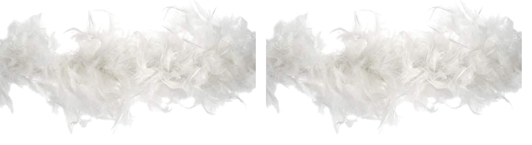 Trimits Marabou Feather Boa Fancy Dress for Parties, Festivals, Pride, Hen Do, Stag Do, Halloween, Christmas, White, 1.8m x 12cm (Pack of 2)