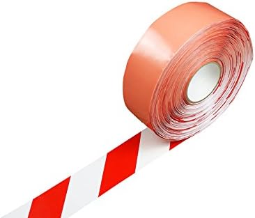PermaStripe Red/White Embossed Floor Tape -Thickness 39mils, 3 Inch x 98 Foot Roll
