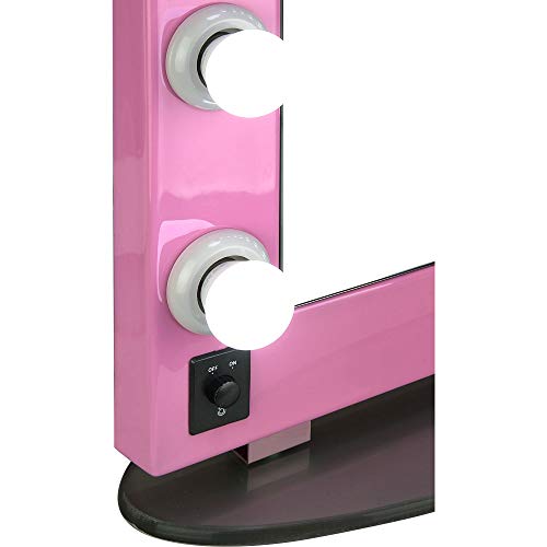 Hiker 12 Led Dimmer Light Pc Body and Glass Base Hollywood Vanity Makeup Mirror Table Top Wall Mount, Pink