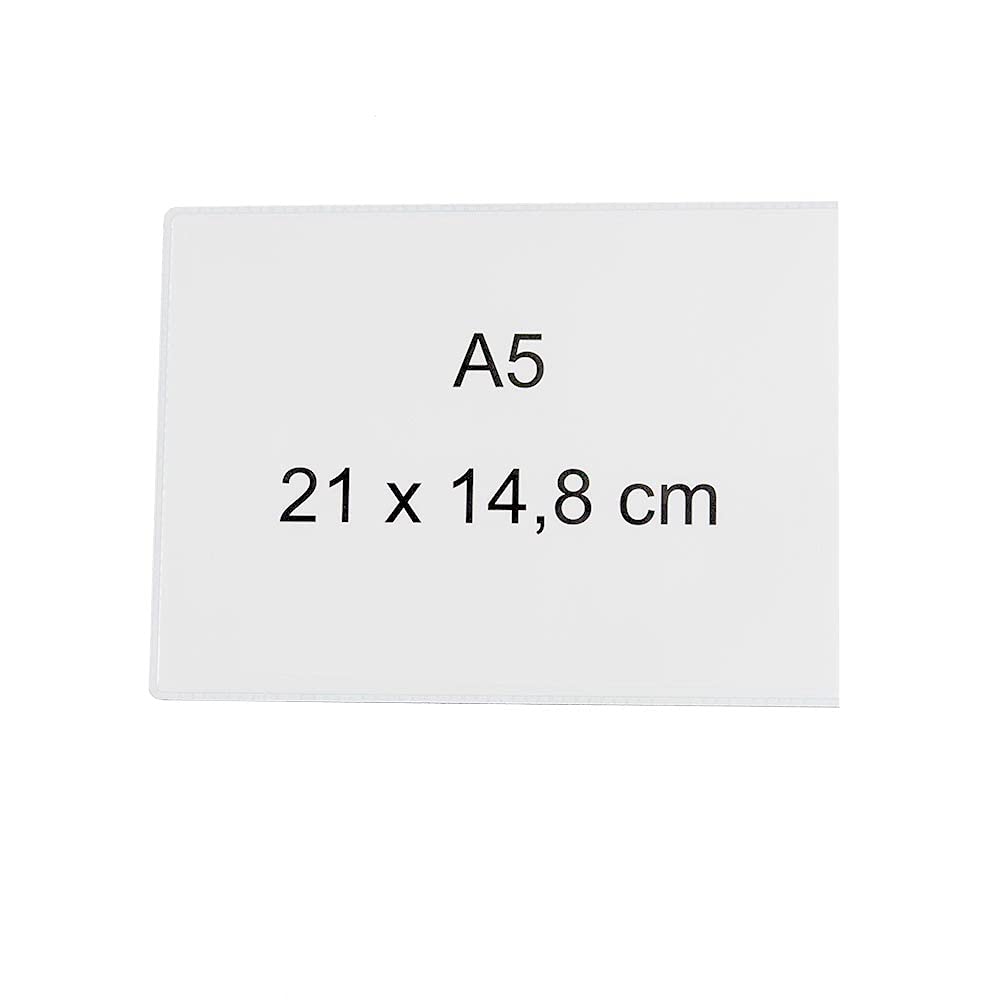 Pack of 5 Magnetic Pockets A5 Size 21 x 14.8 cm Transparent