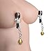 Nipple Clamps with Gold Bell – SEXY SLAVE Soft Rubber Tweezer Adjustable Nipple Clip, SM Fetish Breast Clit Sensual Bondage Nipple Sex Toy(Gold)thumb 1
