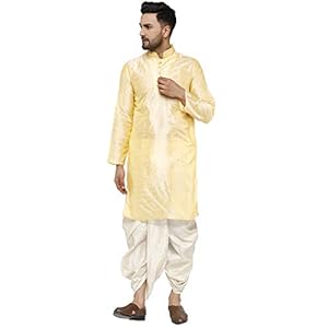 SKAVIJ Men’s Art Silk Dhoti Kurta Set Festival and Party Dress