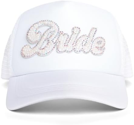 Pearl Embellished Shiny White Visor Hat for Bachelorette Party Amazon.com: Ricawa Visor Hats for Women Bachelorette Party  main image 4