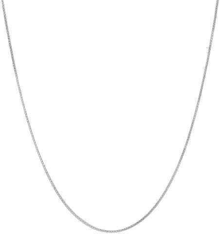 14K Solid Yellow or White or Rose/Pink Gold 0.5MM,0.8MM,0.9MM,1.1MM,1.2MM Italian Diamond Cut Box Chain Necklace - FREE Gift with Order