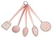 COOK with COLOR 5 Piece Nylon Cooking Utensil Set on a Ring with Rose Gold Copper Handles - Pink