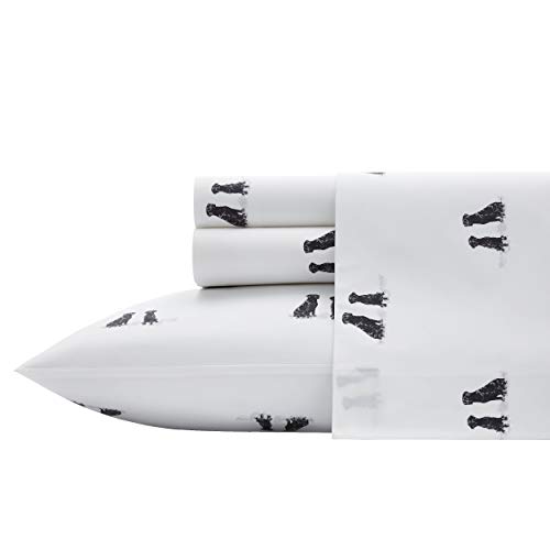 Eddie Bauer Home Sheets Cotton Percale Bedding Set,4pieces, Crisp & Cool, Stylish Home Decor, Full, Labrador Fields White/Grey