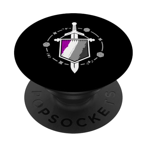 Asexual Gaymer Geek Pride Asex Gamer LGBT Sword Shield PopSockets Adhesive PopG…