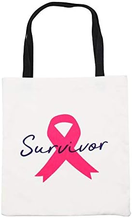 Breast Cancer Canvas Tote Bag,Reusable Handbag Shopping Bag, Washable Grocery Tote Bag, Craft Canvas Bag White Cloth Bag Handles Bag