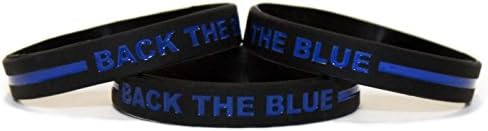 Back The Blue, Blue Lives Matter, Thin Blue Line Wristband - 3 pack