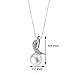 PEORA Freshwater Cultured White Pearl Ribbon Pendant Necklace in Sterling Silver, 8.5mm Round Button Shape, with 18 inch Chain