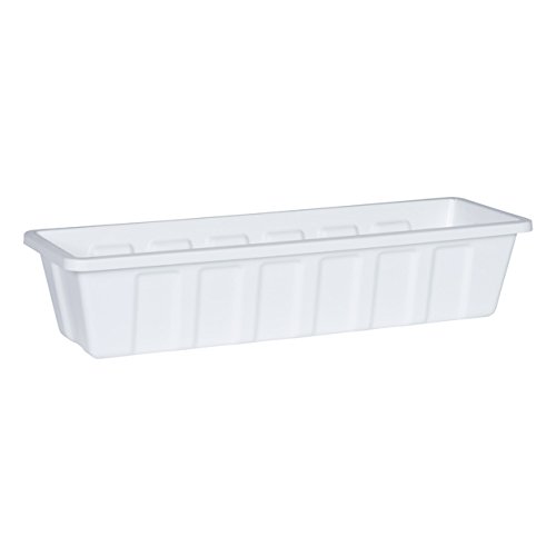 Poly-Pro Plastic Flower Box Planter, White, 24-Inch