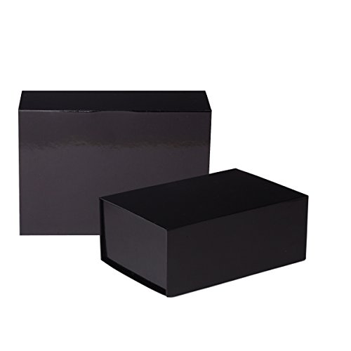 Jillson Roberts 2-Count Medium Magnetic Closure Gift Boxes Available in 5 Colors, Black Gloss