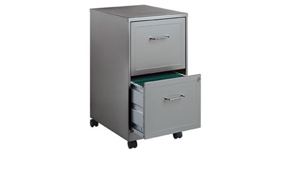 Amazon Com Metallic Silver 2 Drawer Mobile File Cabinet Office Products
