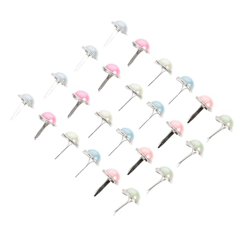 jojofuny 50Pcs Decorative Mini Brads Durable Round Paper Fasteners for Crafts Scrapbooking Random Pearl Design Easy to Use Versatile for DIY Projects