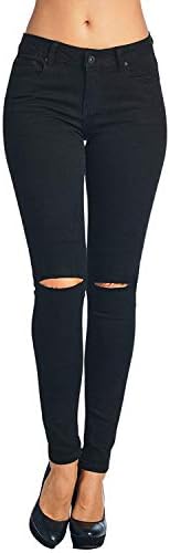 black split knee jeans