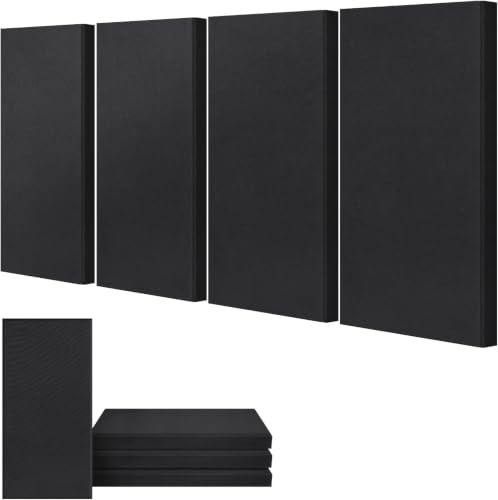 CLOCELL 4 PCS Acoustic Panels Self-Adhesive, 2“ Thick 23.6" x 11.8" Fiberglass Sound Proof Wall Panels, Soundproof Wall Panels Exquisite Sound Panels, Acoustic Panels for Studios Office Home
