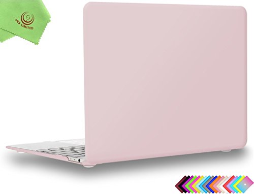 UESWILL Smooth Soft-Touch Matte Hard Shell Case Cover for 12" MacBook with Retina Display (Fits Model: A1534) + Microfibre Cleaning Cloth, Rose Quartz