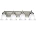 Four Globe Bathroom Vanity Light Bar Bath Fixture, Brushed Nickel with Alabaster Glass