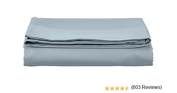 AmazonBasics - Sábana encimera (algodón satén 400 hilos, antiarrugas), 180 x 290 + 10 cm - Azul Ahumando: Amazon.es: Hogar