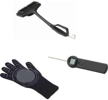 Urban Islands Bull Outdoor Products BBQ Grilling Digital Thermometer, Dual Handle Brush, and Kitchen Mitt Set