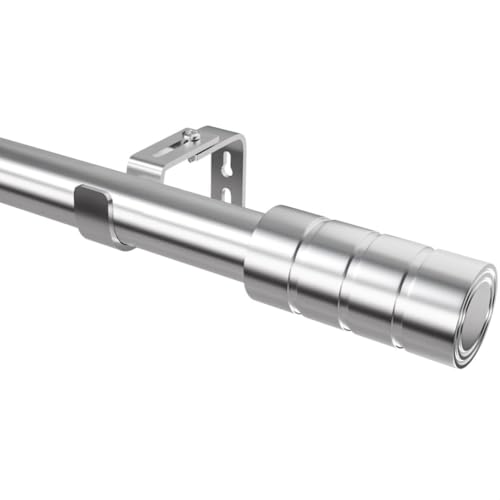 Extendable Curtain Rod Stainless Steel Adjustable Curtain Rods with Brackets for Living Room, Bedroom, Diameter 25 mm, 84 – 220 cm (Silver)