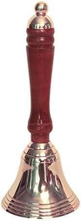 WinnerBrown Large Solid Brass Hand Bell with Wooden Handle, 7.5 inch - Christmas Or Teacher's Bell