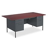 HON P3276NS Metro Classic Series 72 by 36 by 29-1/2-Inch Double Pedestal Desk, Mahogany