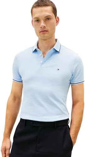 Tipped Slim Fit Seasonal Polo Mw0Mw39993 S/S, Blue (Well Water), M Homme