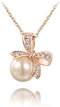 Bling Jewelry Women's Freshwater Pearl Necklaces Platinum/rose Gold Plated Butterfly Necklaces (rose-gold-plated-base)