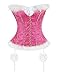 Kimring Women's Luxurious Mrs Claus Valentines Marabou Trim Overbust Corset Top