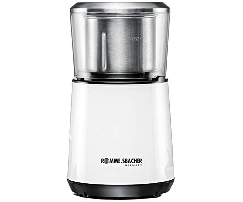 ROMMELSBACHER Kaffeemühle EKM 125 - Schlagwerk, 4-flügeliges Messer aus Edelstahl, Edelstahl-Bohnenbehälter, Füllmenge…