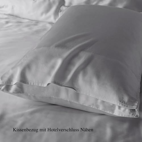 bienDo Duvet Cover Set 240 x 220 cm, Bamboo (400 Thread Count) for 150/160 Bed, Vegan Silk, Ultra Soft and Cooling, Breathable-Grey