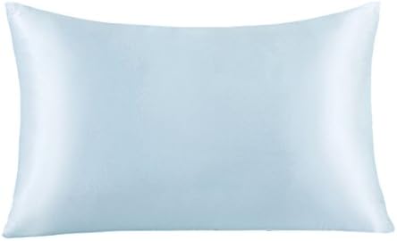 Natural Silk Pillowcase for Hair &amp; Skin with Hidden Zipper 19 Momme 100% Pure Mulberry Silk Charmeuse Vividmoo, queen size lake blue