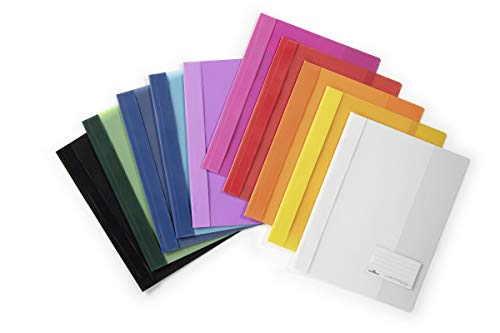 Durable Hunke & Jochheim Duralux® File Folder, A4 Extra Wide, 10 Assorted Colors, Transparent Lid, For DIN A4+ format